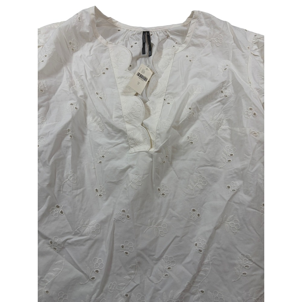 Anthropologie High Rise Cotton Poplin Eyelet Scalloped Balloon Sleeve S NEW - Picture 3 of 13